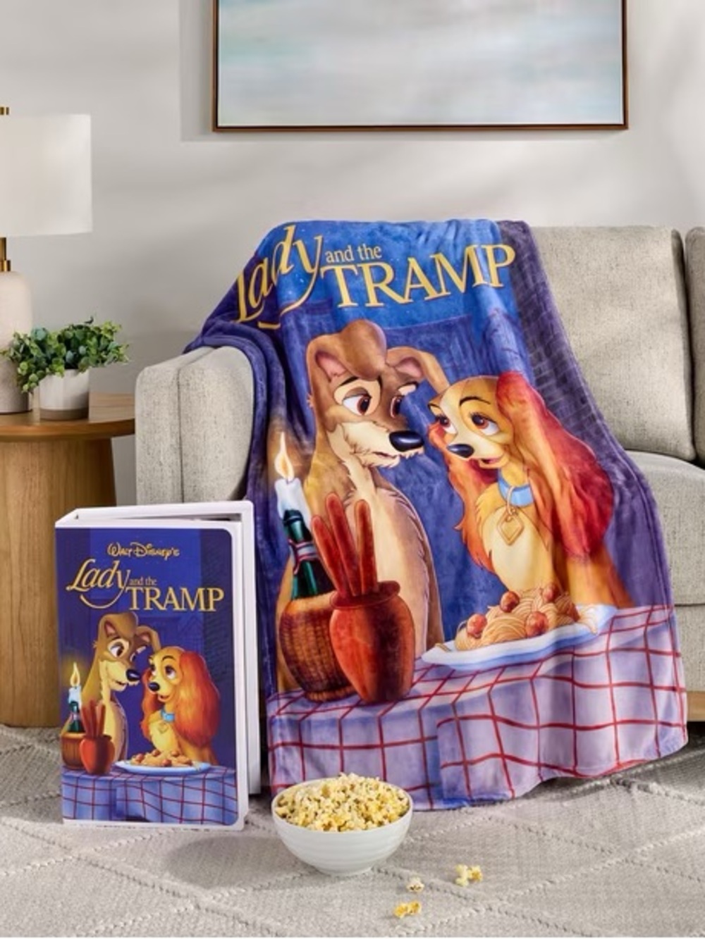 Disney Classic VHS Boxed Silk Touch Throw, 50" x 70" - Lady & Tramp BRAND NEW